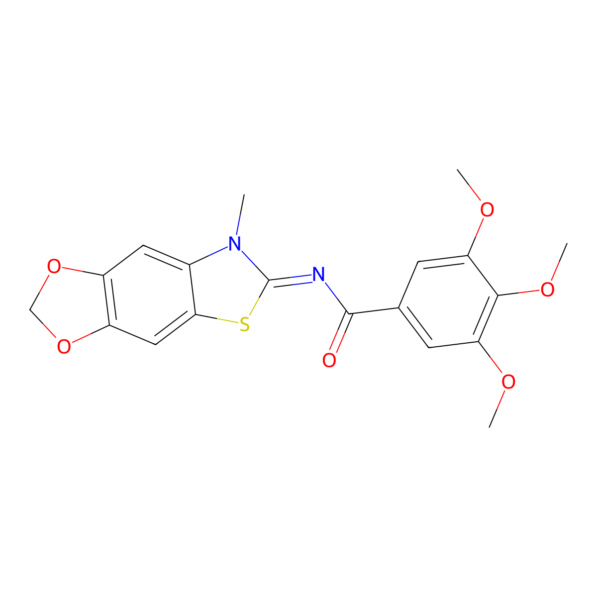 3,4,5-trimethoxy-N-(7-methyl-[1,3]dioxolo[4,5-f][1,3]benzothiazol-6-ylidene)benzamide molecular structure, CAS 1322243-82-2