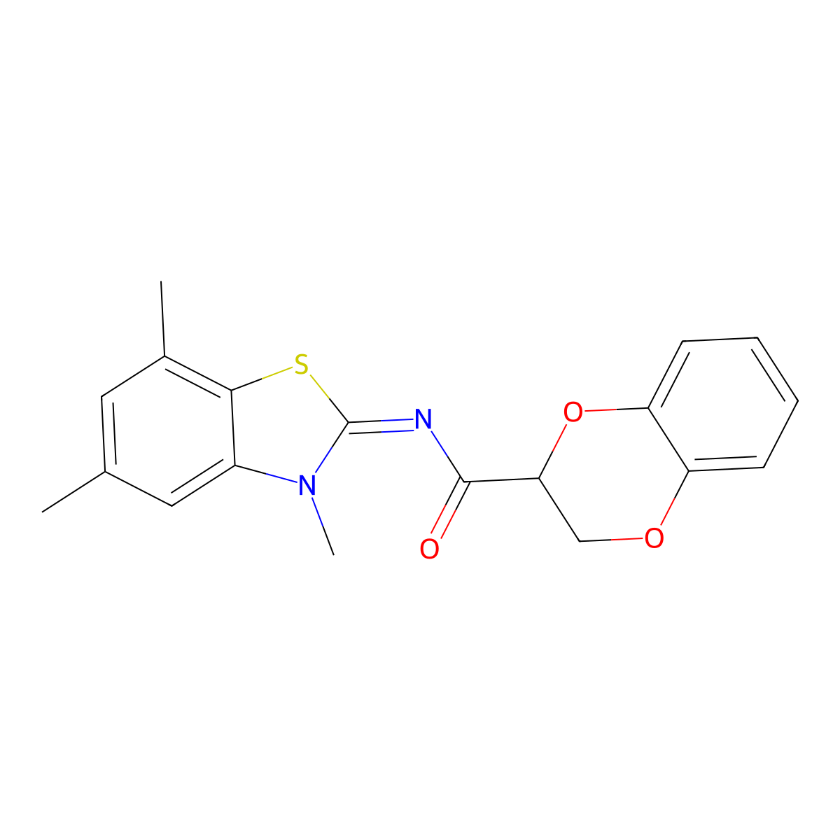 (Z)-N-(3,5,7-trimethylbenzo[d]thiazol-2(3H)-ylidene)-2,3-dihydrobenzo[b][1,4]dioxine-2-carboxamide molecular structure, CAS 1322246-59-2