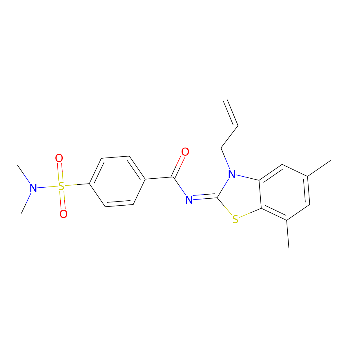 (Z)-N-(3-allyl-5,7-dimethylbenzo[d]thiazol-2(3H)-ylidene)-4-(N,N-dimethylsulfamoyl)benzamide molecular structure, CAS 1322247-06-2