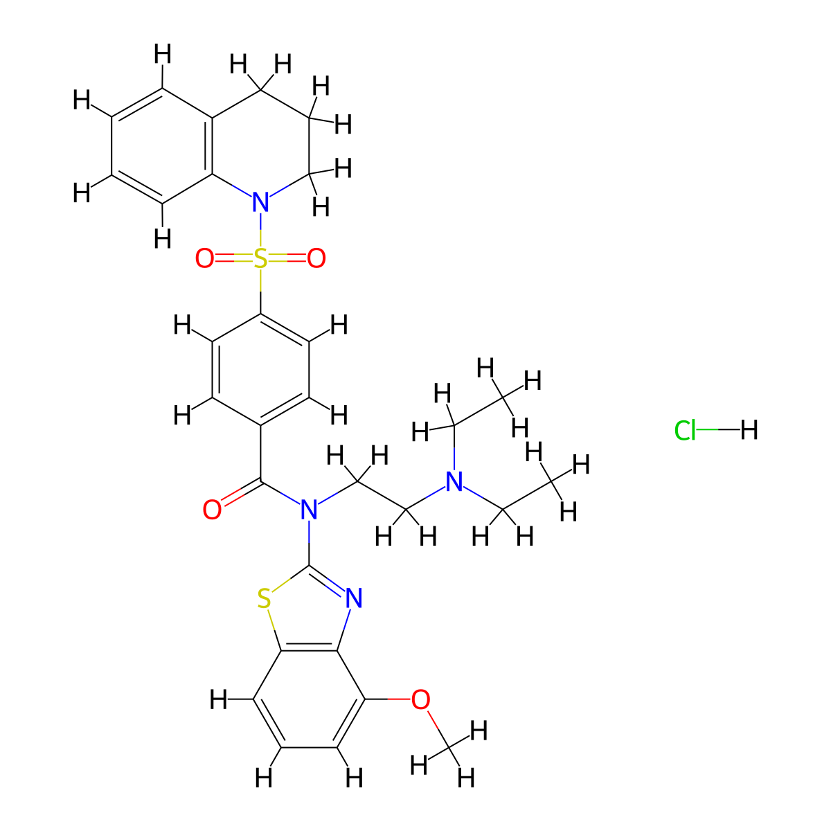 N-(2-(diethylamino)ethyl)-4-((3,4-dihydroquinolin-1(2H)-yl)sulfonyl)-N-(4-methoxybenzo[d]thiazol-2-yl)benzamide hydrochloride molecular structure, CAS 1322252-98-1