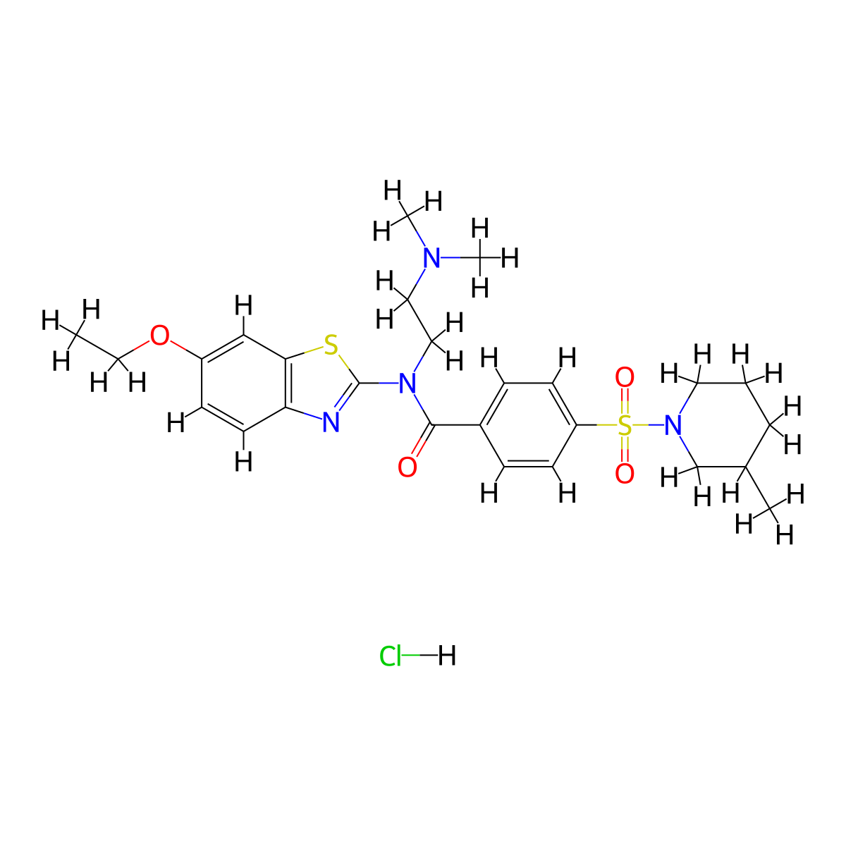 N-(2-(dimethylamino)ethyl)-N-(6-ethoxybenzo[d]thiazol-2-yl)-4-((3-methylpiperidin-1-yl)sulfonyl)benzamide hydrochloride molecular structure, CAS 1322253-52-0