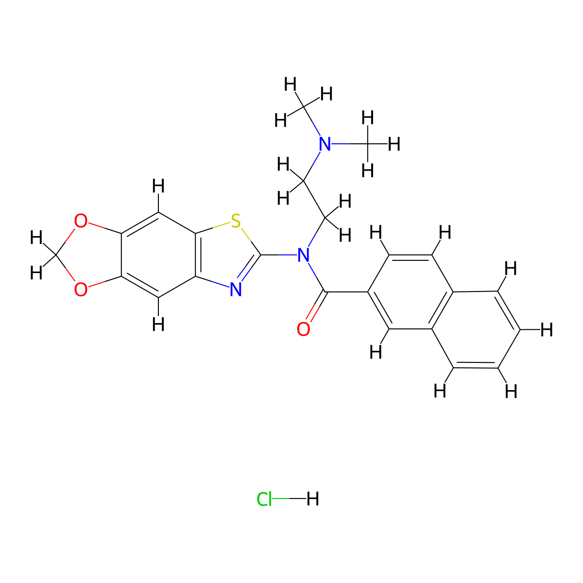 N-[2-(dimethylamino)ethyl]-N-{4,6-dioxa-10-thia-12-azatricyclo[7.3.0.0^{3,7}]dodeca-1(9),2,7,11-tetraen-11-yl}naphthalene-2-carboxamide hydrochloride molecular structure, CAS 1322253-62-2