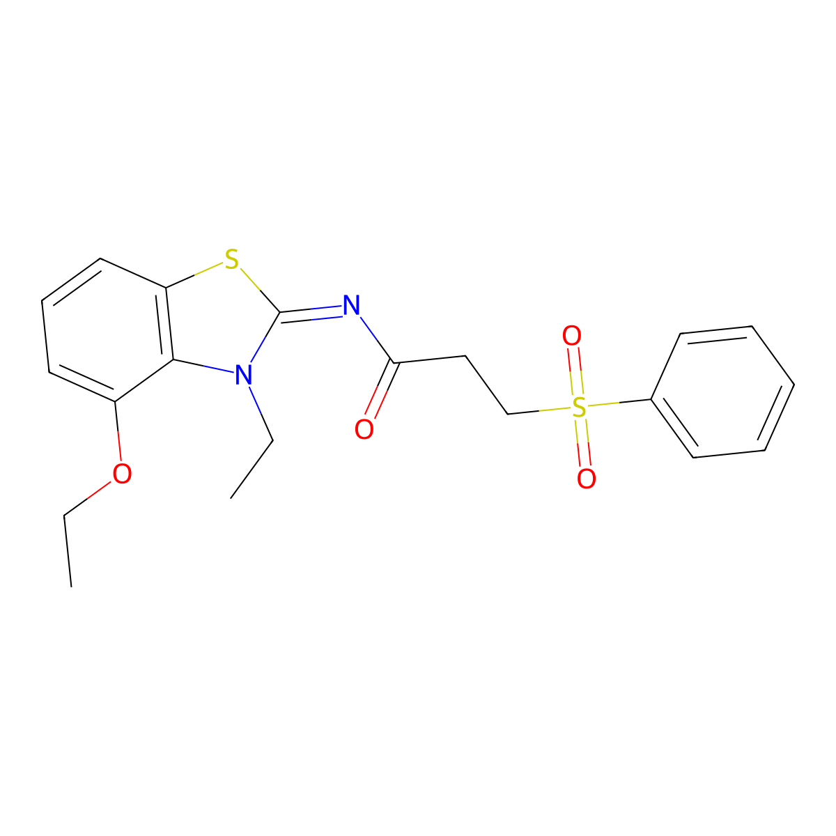 (E)-N-(4-ethoxy-3-ethylbenzo[d]thiazol-2(3H)-ylidene)-3-(phenylsulfonyl)propanamide molecular structure, CAS 1322255-23-1