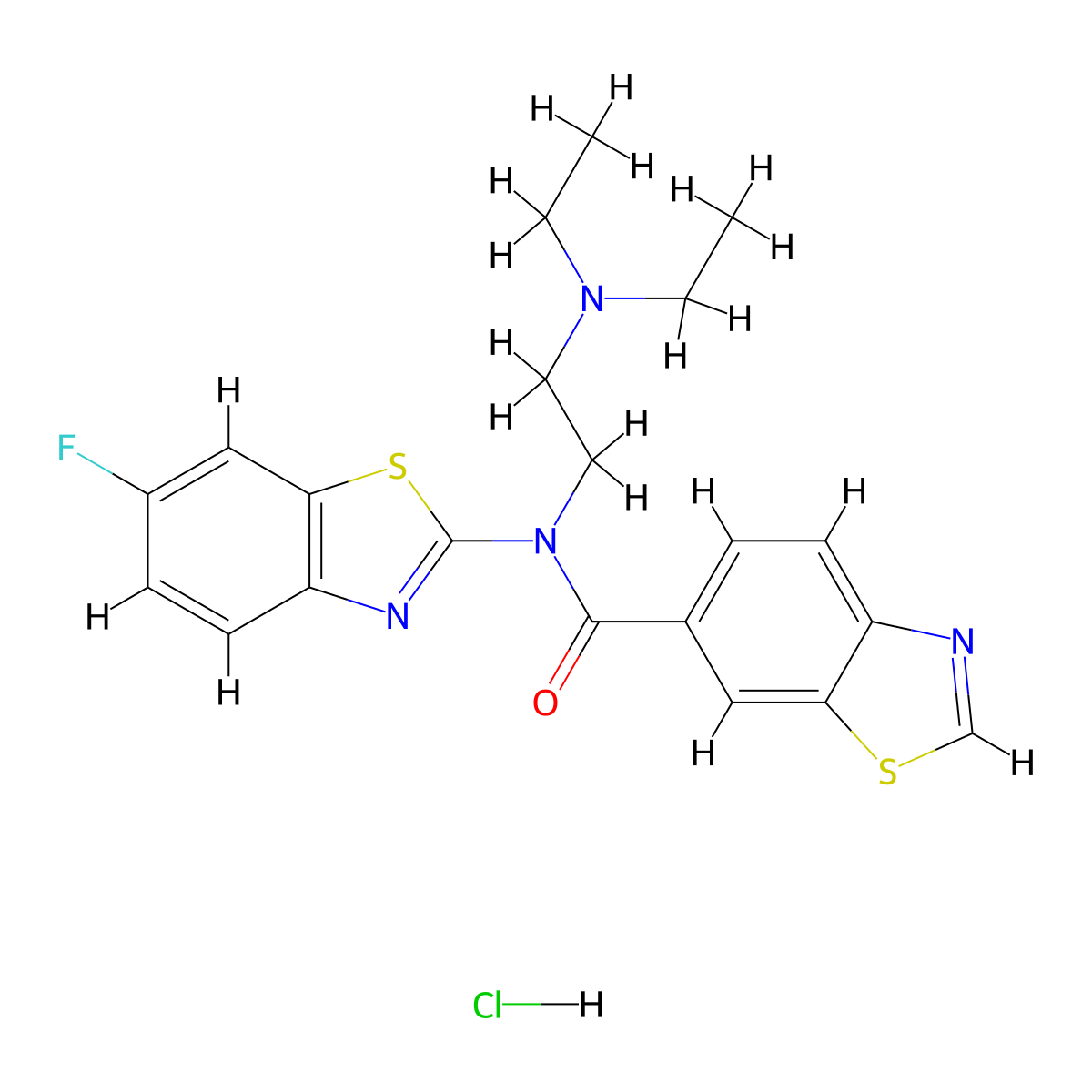 N-(2-(diethylamino)ethyl)-N-(6-fluorobenzo[d]thiazol-2-yl)benzo[d]thiazole-6-carboxamide hydrochloride molecular structure, CAS 1322256-82-5