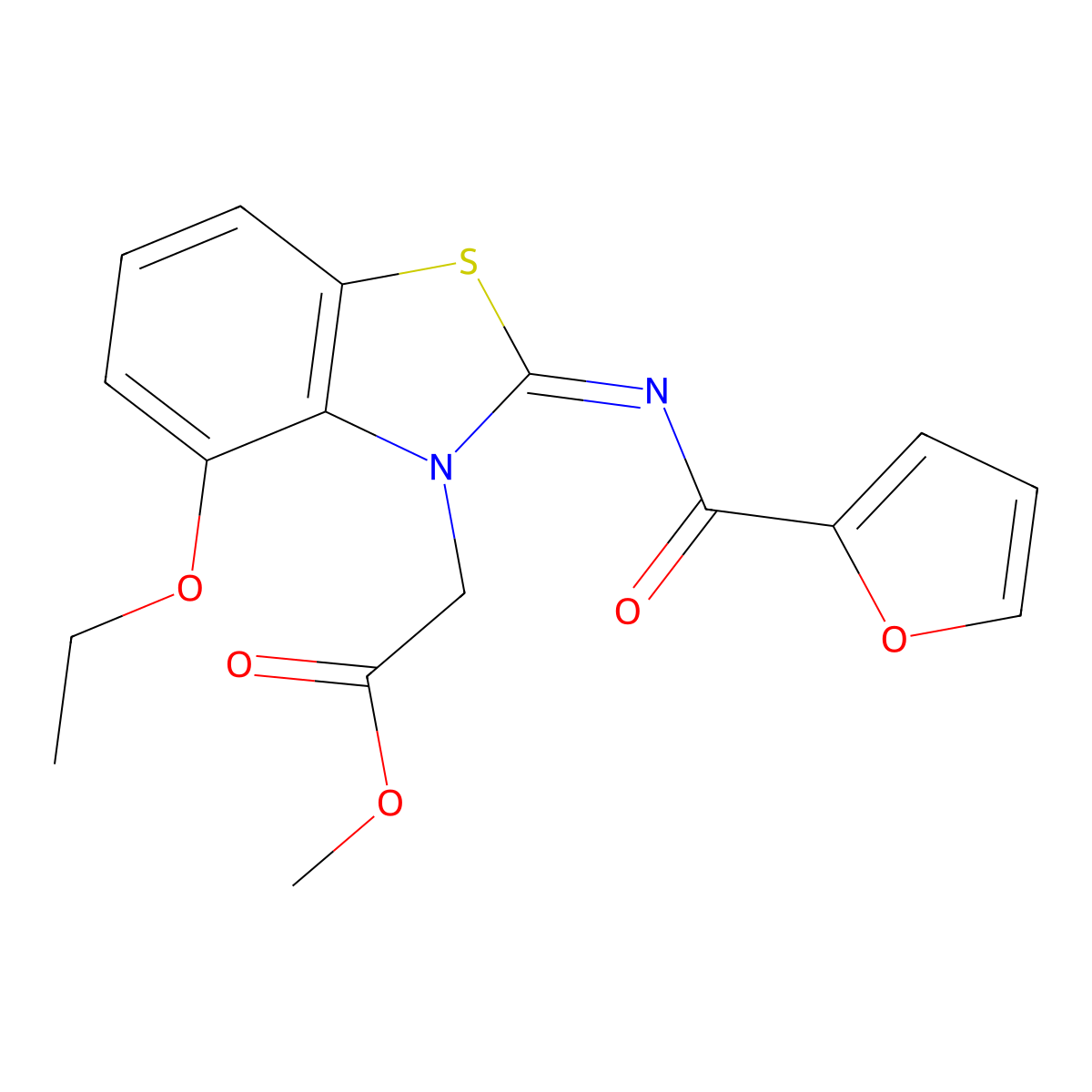 2-[4-Ethoxy-2-[2-furanyl(oxo)methyl]imino-1,3-benzothiazol-3-yl]acetic acid methyl ester molecular structure, CAS 1322258-76-3