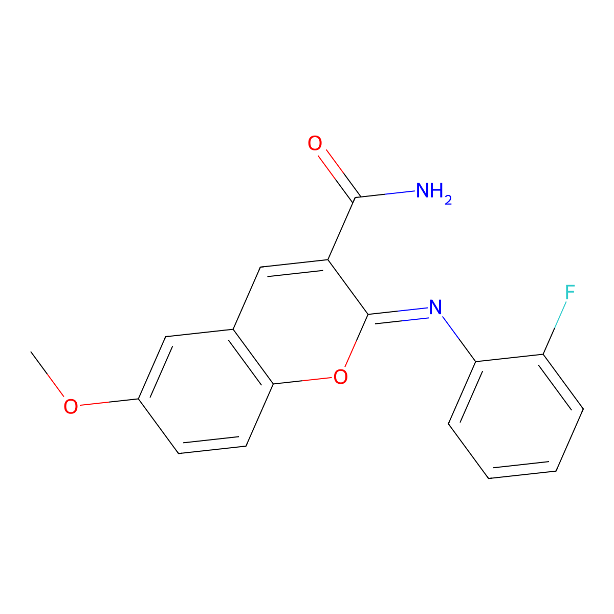 (2Z)-2-[(2-fluorophenyl)imino]-6-methoxy-2H-chromene-3-carboxamide molecular structure, CAS 1322263-86-4