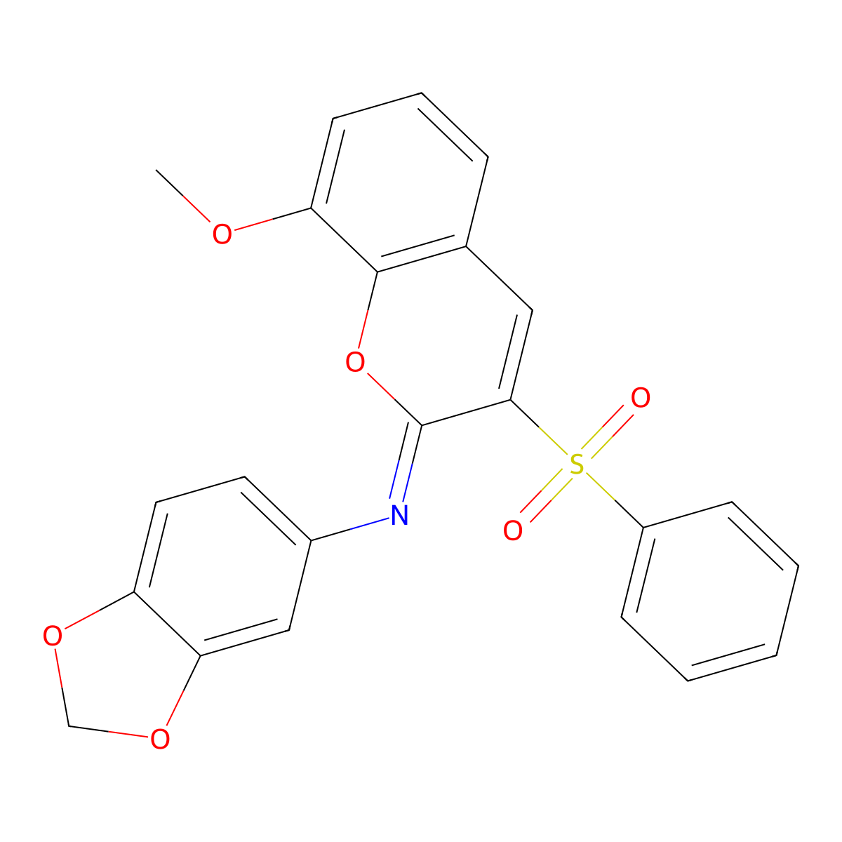 3-(benzenesulfonyl)-N-(1,3-benzodioxol-5-yl)-8-methoxychromen-2-imine molecular structure, CAS 1322265-11-1