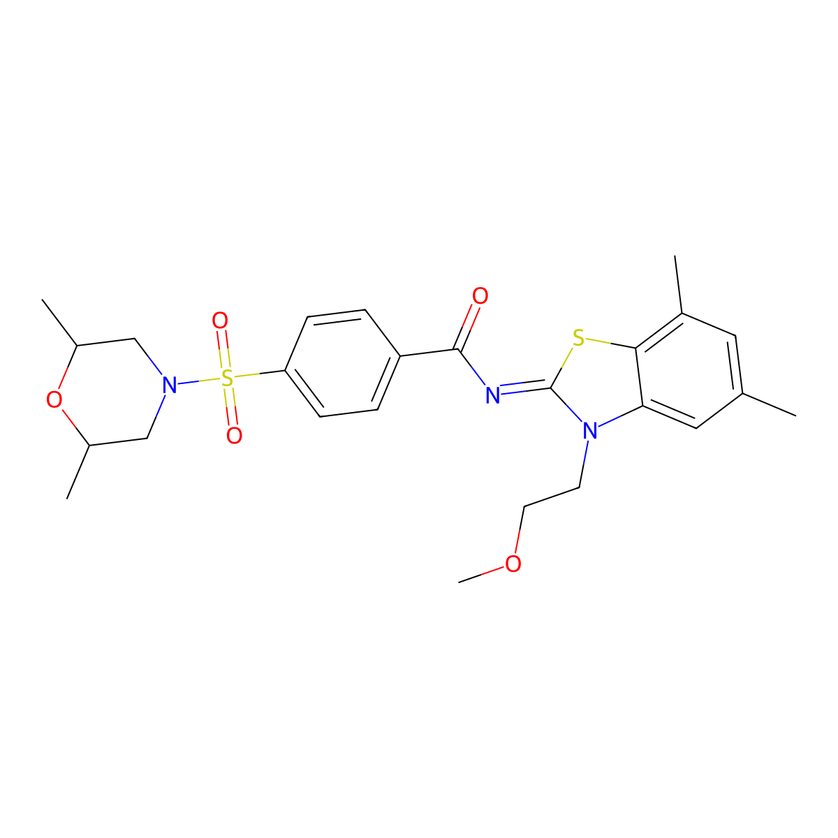 (Z)-4-((2,6-dimethylmorpholino)sulfonyl)-N-(3-(2-methoxyethyl)-5,7-dimethylbenzo[d]thiazol-2(3H)-ylidene)benzamide molecular structure, CAS 1322276-17-4