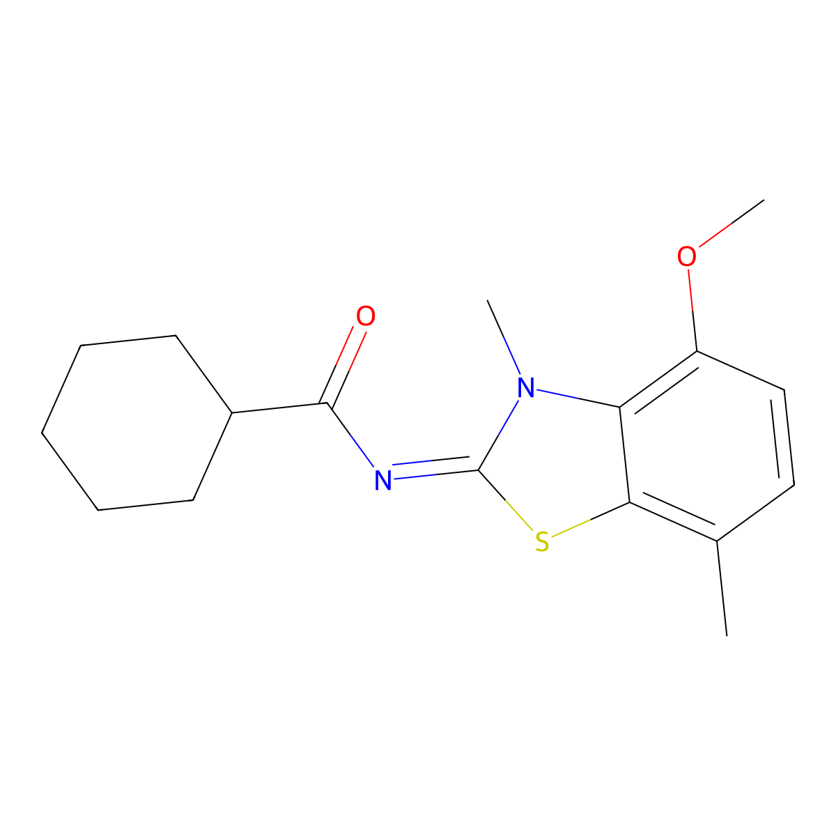 (Z)-N-(4-methoxy-3,7-dimethylbenzo[d]thiazol-2(3H)-ylidene)cyclohexanecarboxamide molecular structure, CAS 1322278-65-8