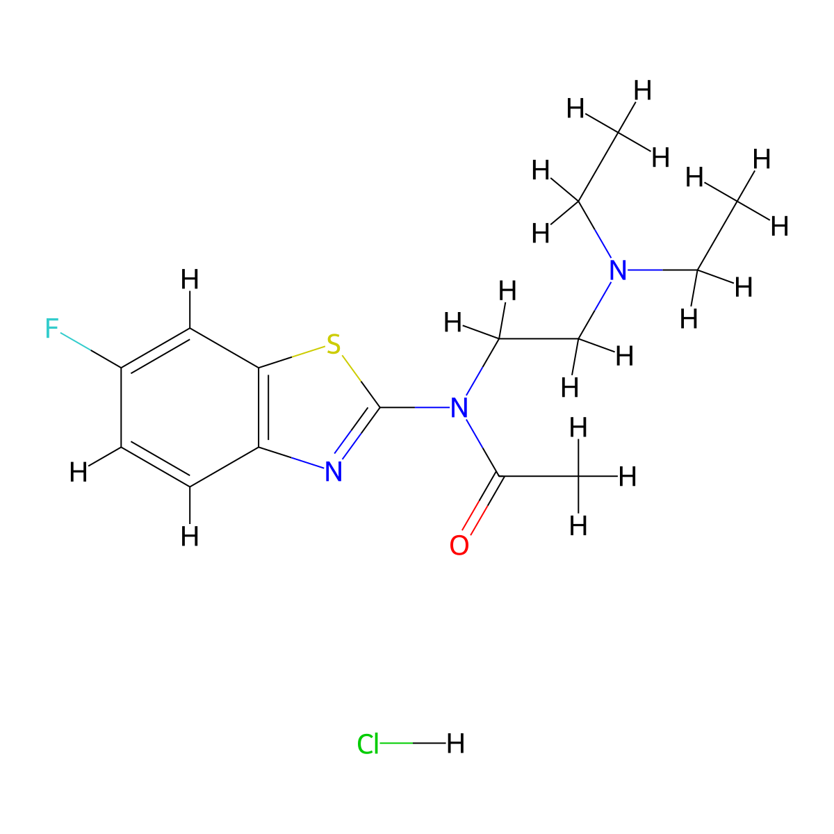N-(2-(diethylamino)ethyl)-N-(6-fluorobenzo[d]thiazol-2-yl)acetamide hydrochloride molecular structure, CAS 1322284-91-2
