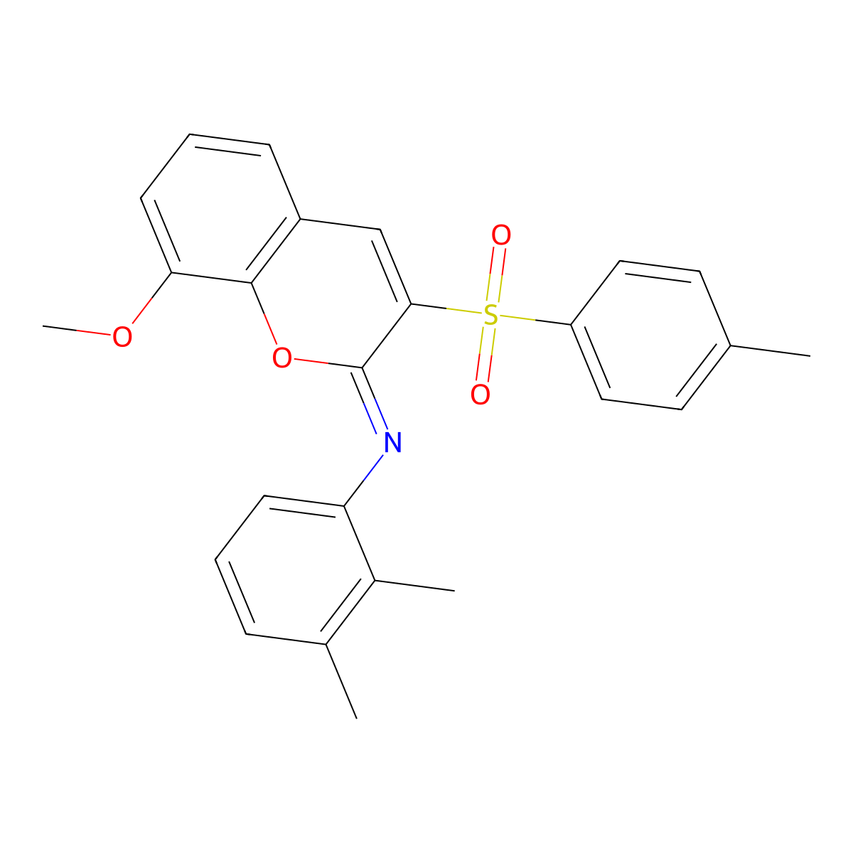 N-(2,3-dimethylphenyl)-8-methoxy-3-(4-methylphenyl)sulfonylchromen-2-imine molecular structure, CAS 1322292-80-7