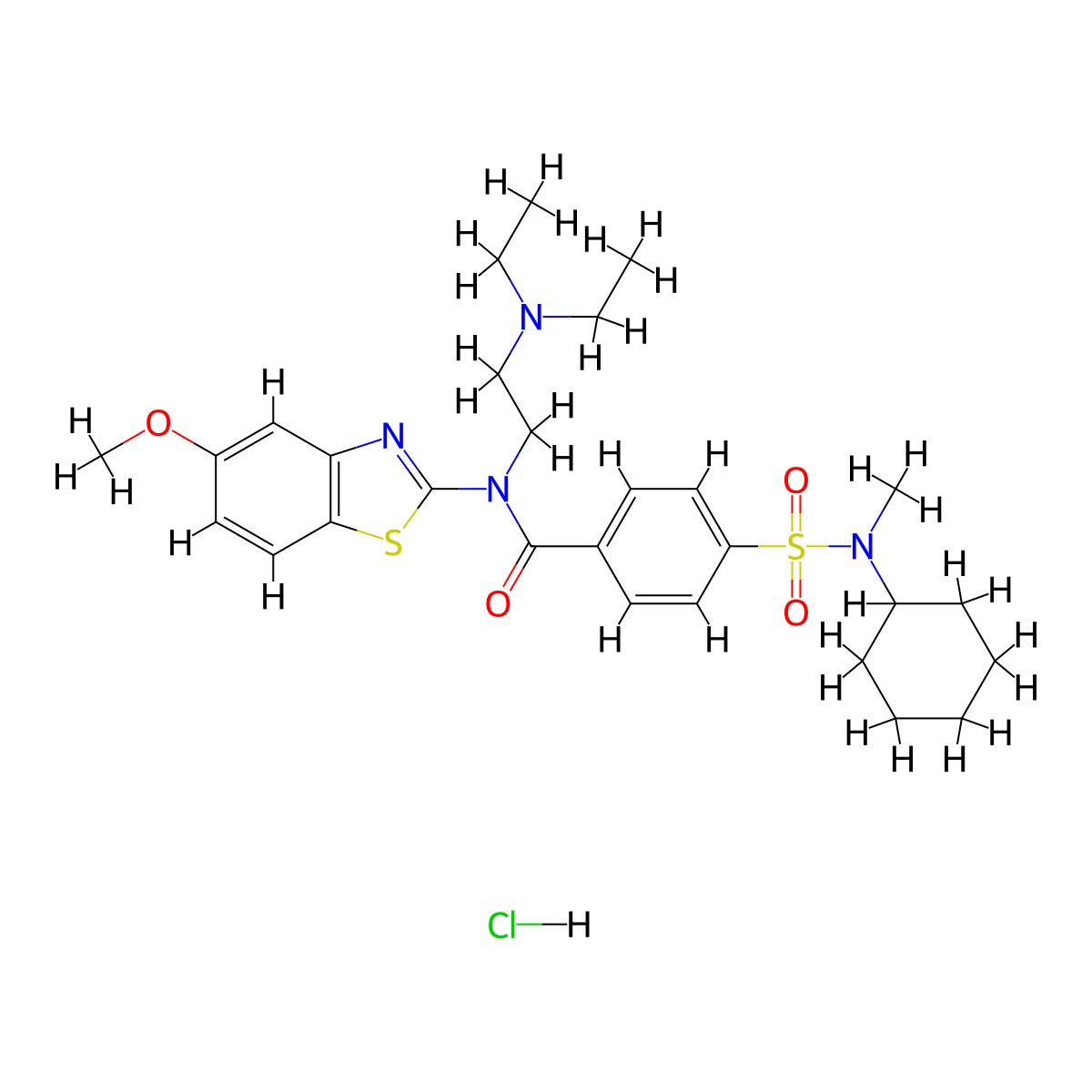 4-(N-cyclohexyl-N-methylsulfamoyl)-N-(2-(diethylamino)ethyl)-N-(5-methoxybenzo[d]thiazol-2-yl)benzamide hydrochloride molecular structure, CAS 1322296-55-8