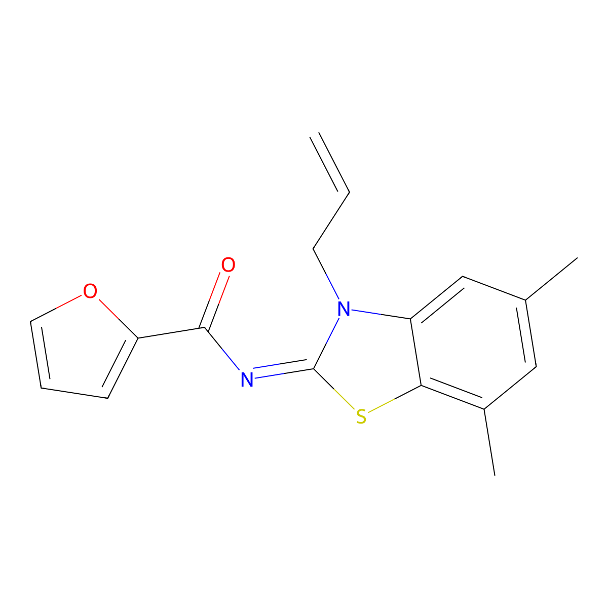 (Z)-N-(3-allyl-5,7-dimethylbenzo[d]thiazol-2(3H)-ylidene)furan-2-carboxamide molecular structure, CAS 1322296-75-2