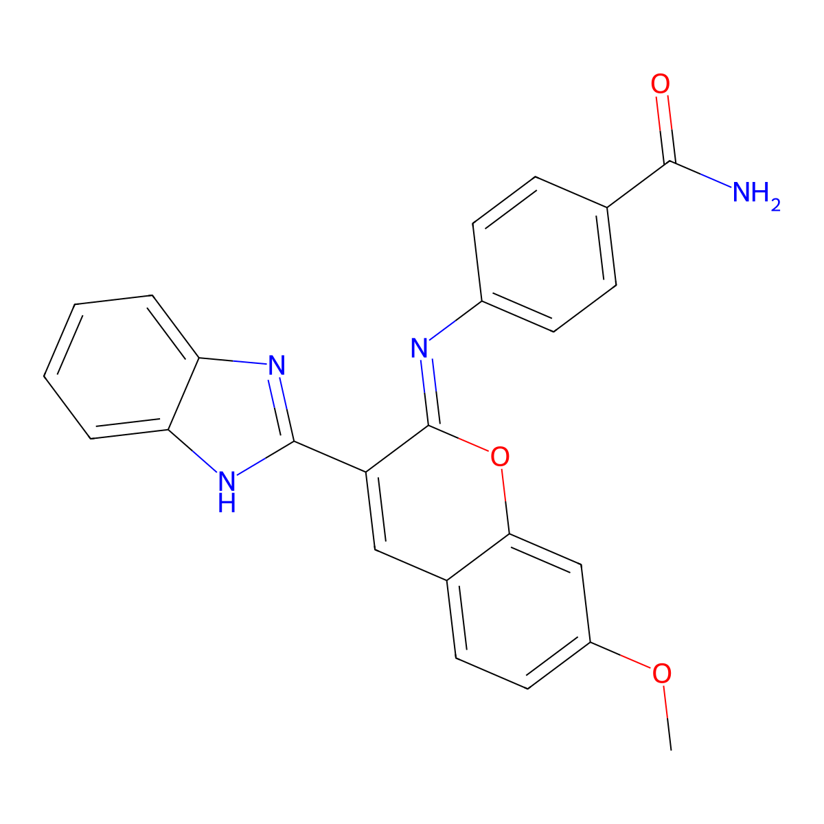 4-{[(2Z)-3-(1H-1,3-benzodiazol-2-yl)-7-methoxy-2H-chromen-2-ylidene]amino}benzamide molecular structure, CAS 1322298-43-0