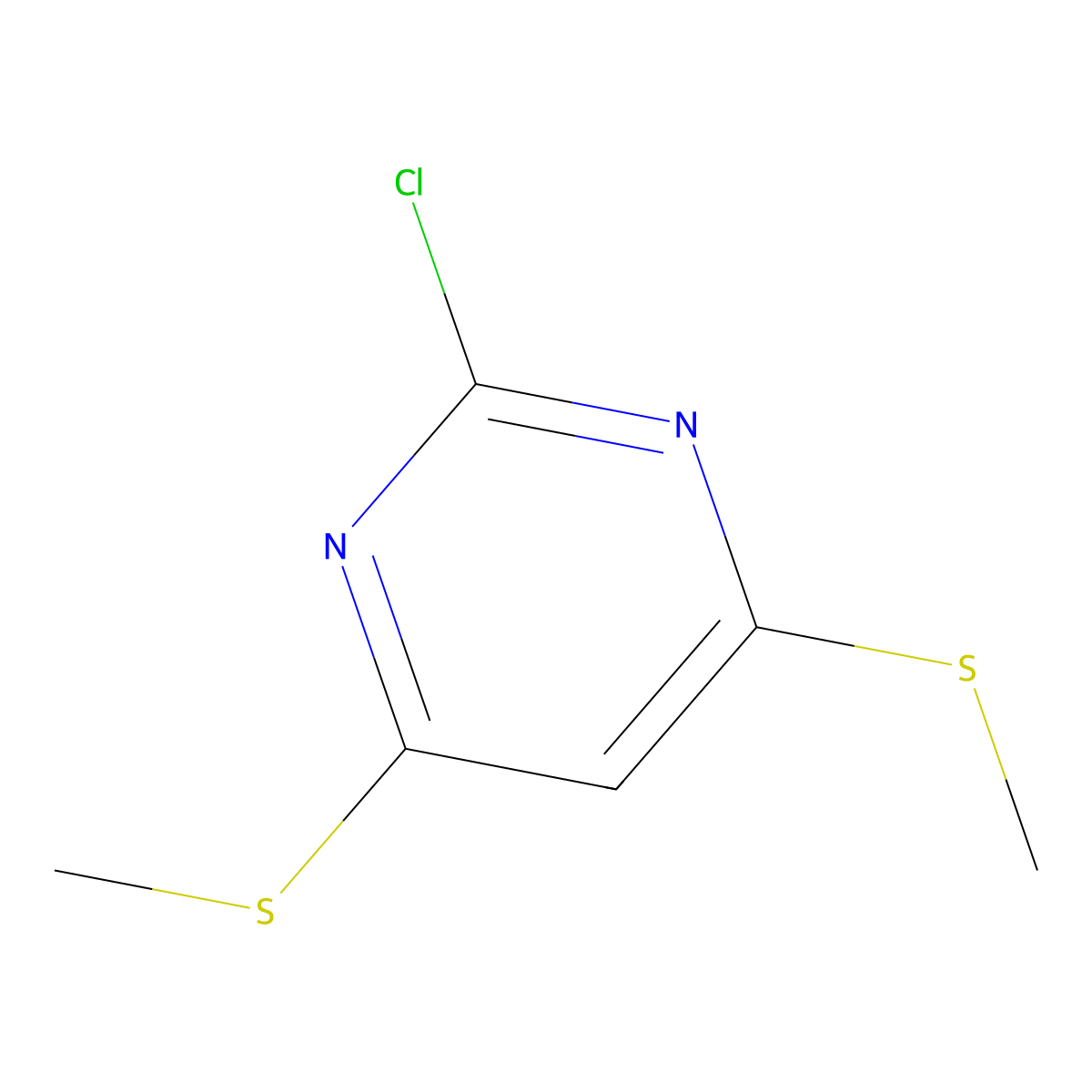 2-Chloro-4,6-bis(methylsulfanyl)pyrimidine molecular structure, CAS 13223-29-5