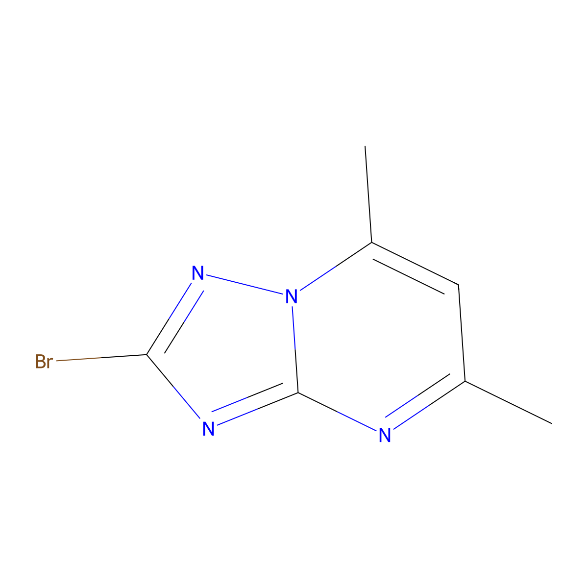 2-Bromo-5,7-dimethyl-(1,2,4)triazolo(1,5-a)pyrimidine molecular structure, CAS 13223-38-6