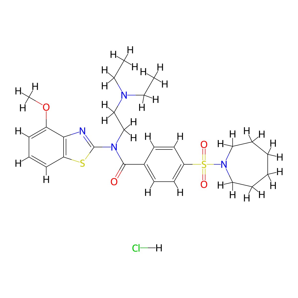 4-(azepan-1-ylsulfonyl)-N-(2-(diethylamino)ethyl)-N-(4-methoxybenzo[d]thiazol-2-yl)benzamide hydrochloride molecular structure, CAS 1322301-41-6