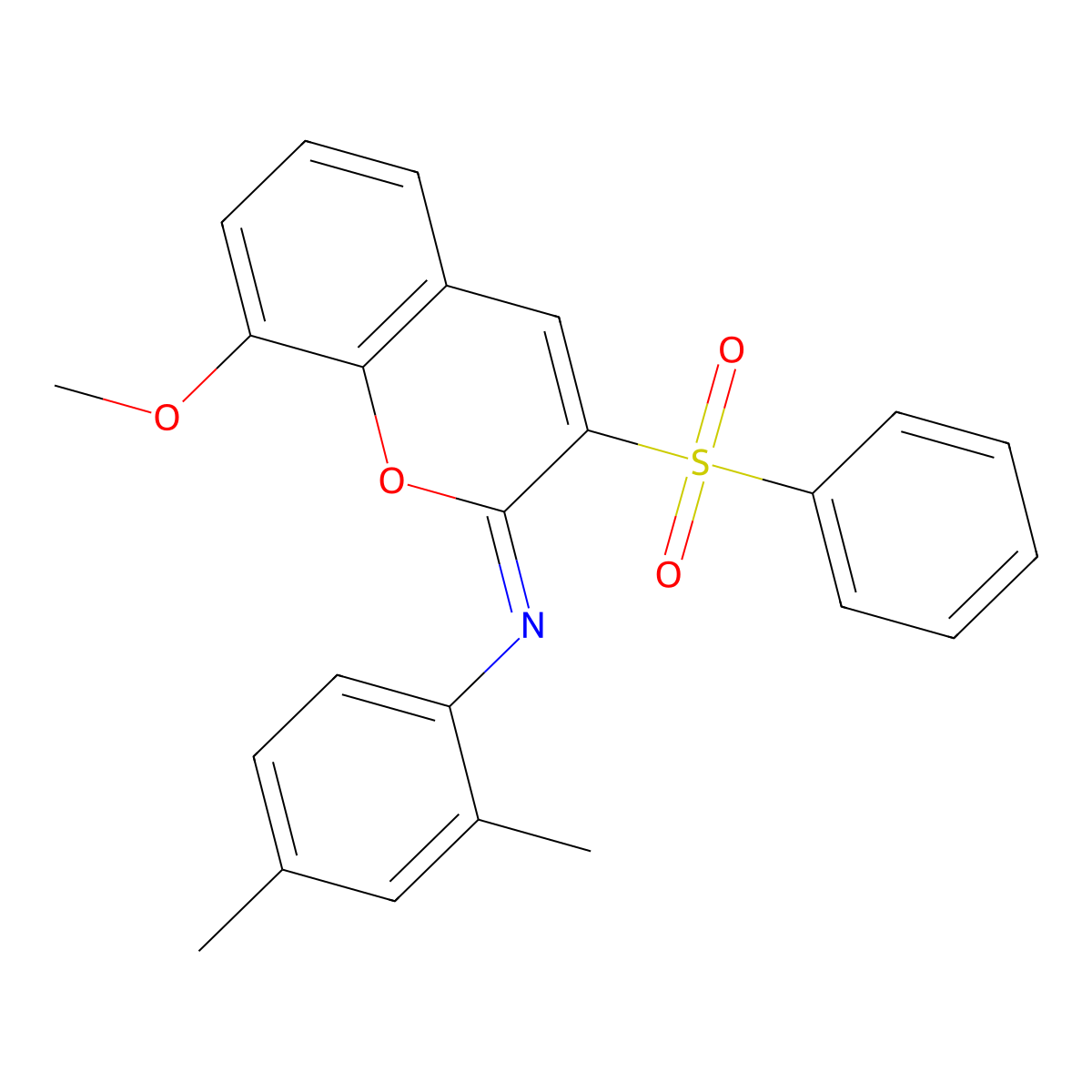 3-(benzenesulfonyl)-N-(2,4-dimethylphenyl)-8-methoxychromen-2-imine molecular structure, CAS 1322302-76-0