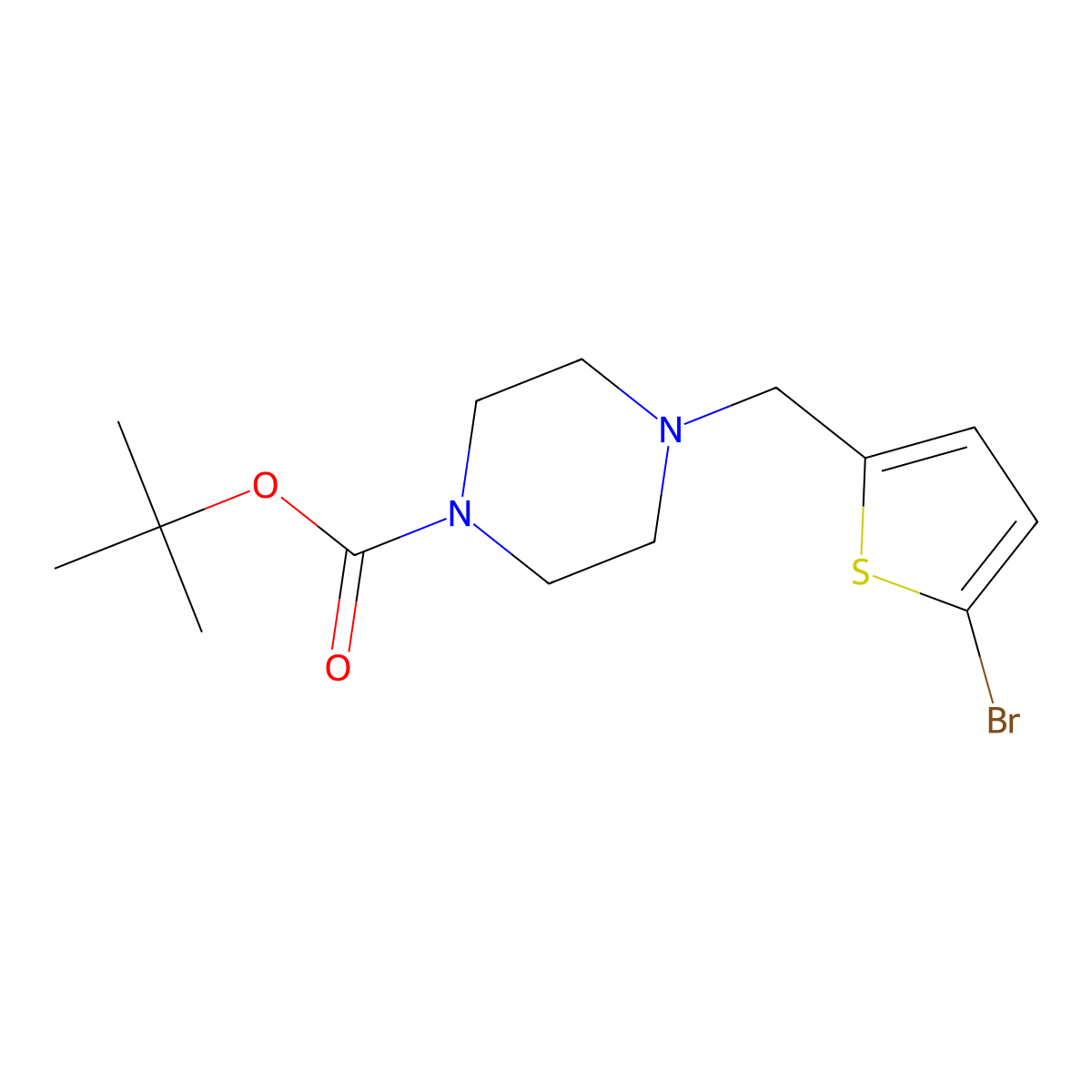 Tert-butyl 4-[(5-bromothiophen-2-yl)methyl]piperazine-1-carboxylate molecular structure, CAS 1322325-70-1