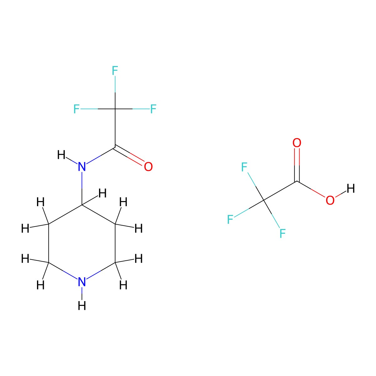 2,2,2-trifluoro-N-(piperidin-4-yl)acetamide; trifluoroacetic acid molecular structure, CAS 132234-67-4
