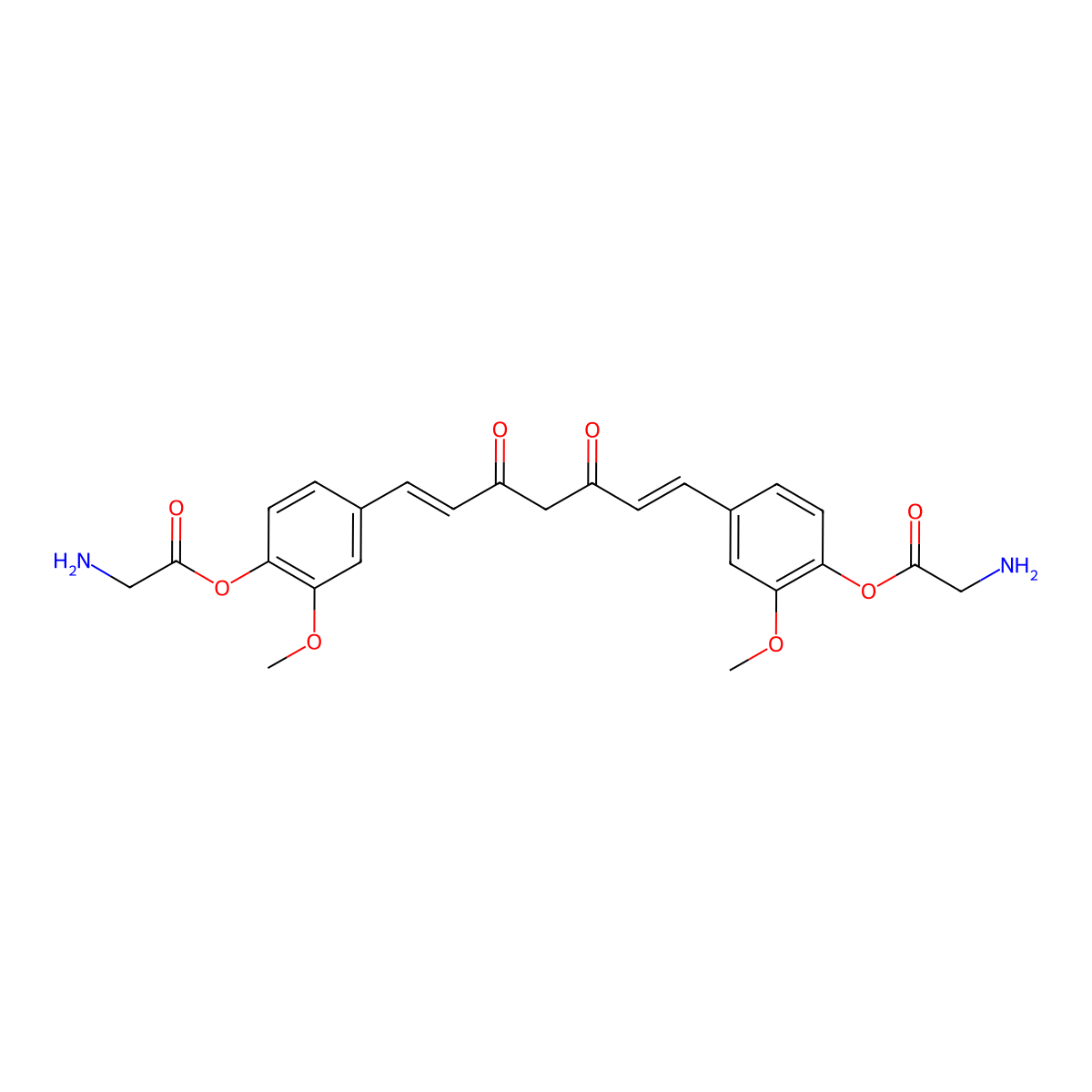 Di-O-glycinoylcurcumin Dihydrochloride molecular structure, CAS 1322544-82-0