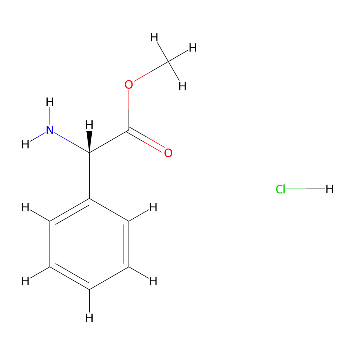 (S)-(+)-2-Phenylglycine methyl ester hydrochloride molecular structure, CAS 13226-98-7