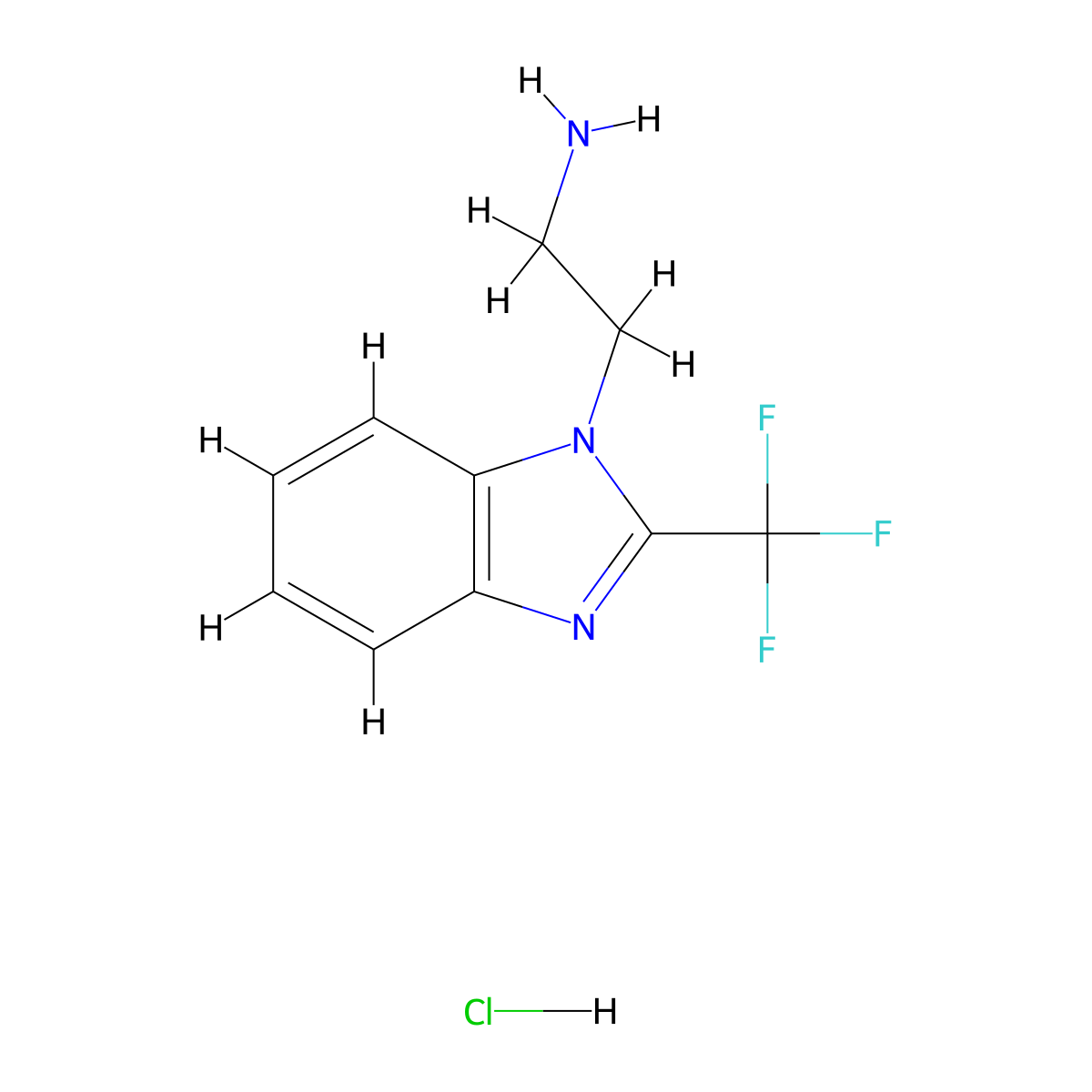 2-(2-(trifluoromethyl)-1H-benzo[d]imidazol-1-yl)ethanamine hydrochloride molecular structure, CAS 1322604-55-6