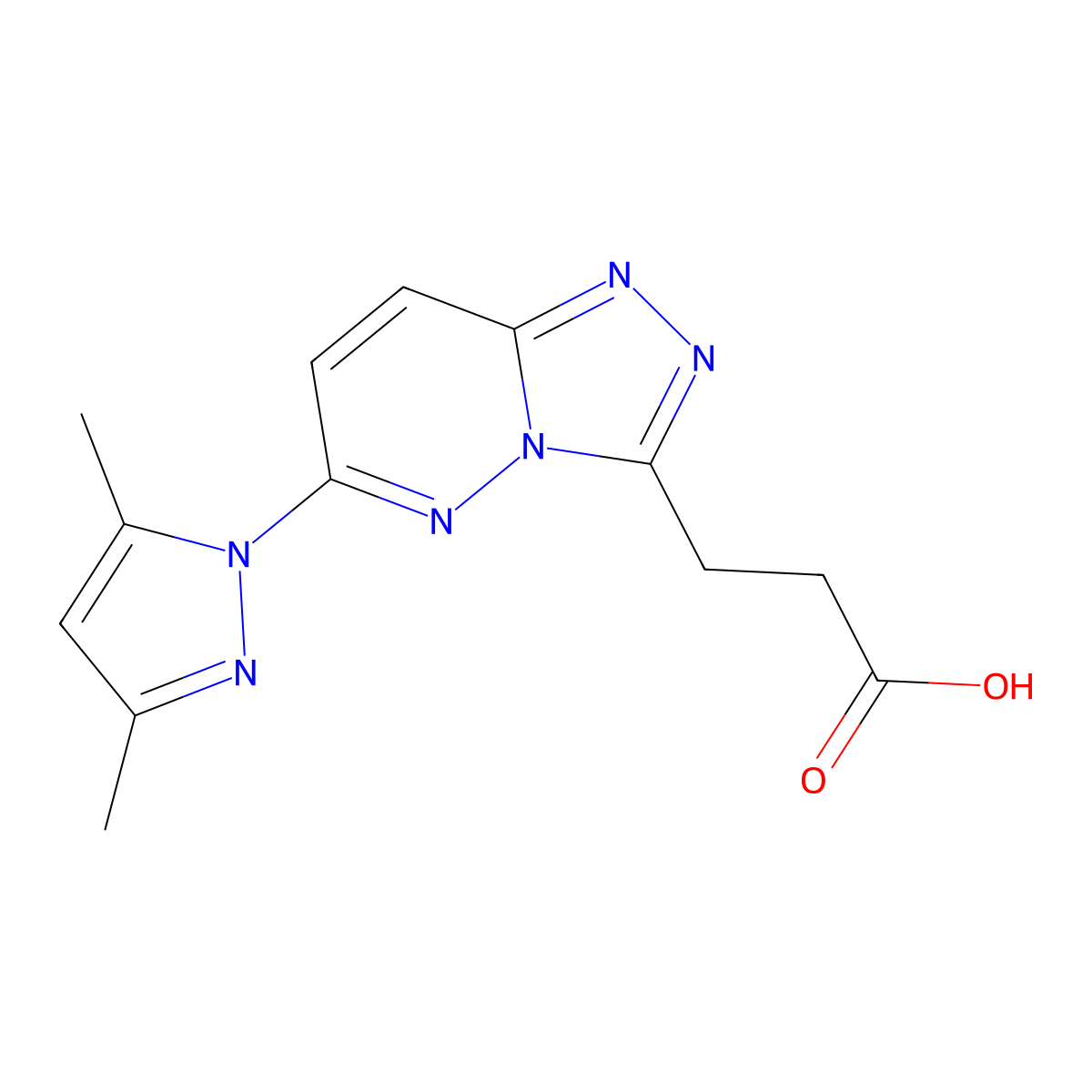 3-(6-(3,5-dimethyl-1H-pyrazol-1-yl)-[1,2,4]triazolo[4,3-b]pyridazin-3-yl)propanoic acid molecular structure, CAS 1322604-64-7