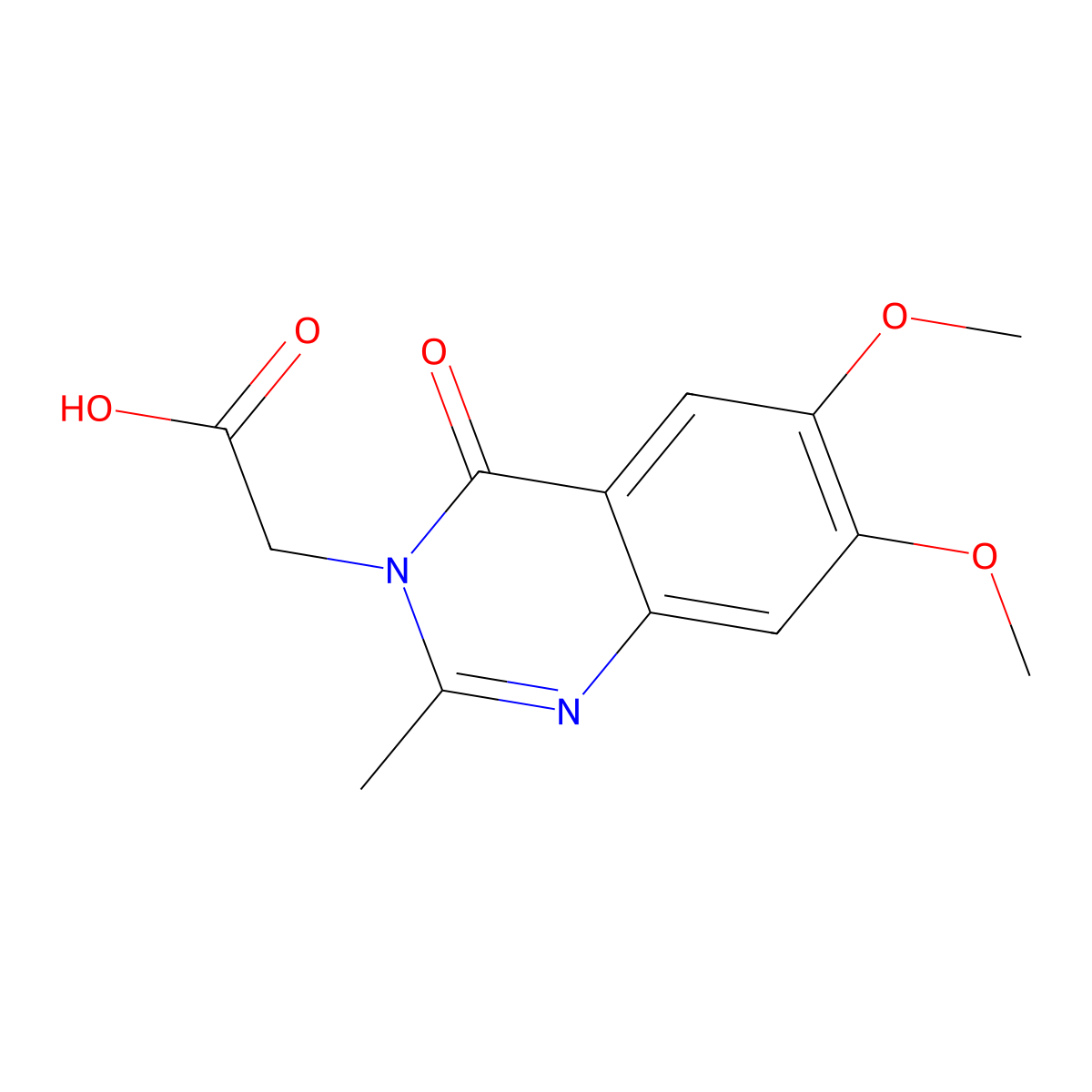 2-(6,7-dimethoxy-2-methyl-4-oxoquinazolin-3(4H)-yl)acetic acid molecular structure, CAS 1322604-66-9