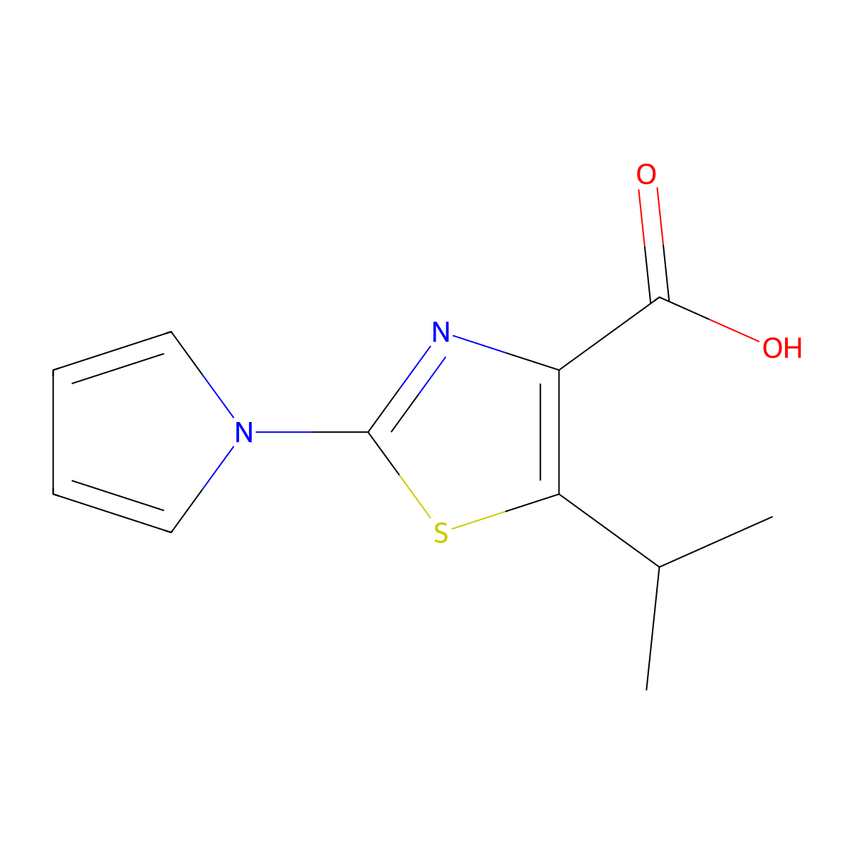 5-(propan-2-yl)-2-(1H-pyrrol-1-yl)-1,3-thiazole-4-carboxylic acid molecular structure, CAS 1322604-71-6