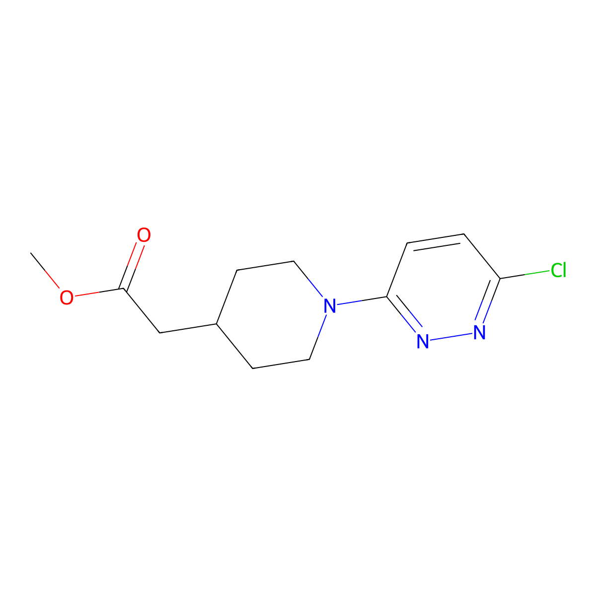 Methyl 2-(1-(6-chloropyridazin-3-yl)piperidin-4-yl)acetate molecular structure, CAS 1322604-81-8