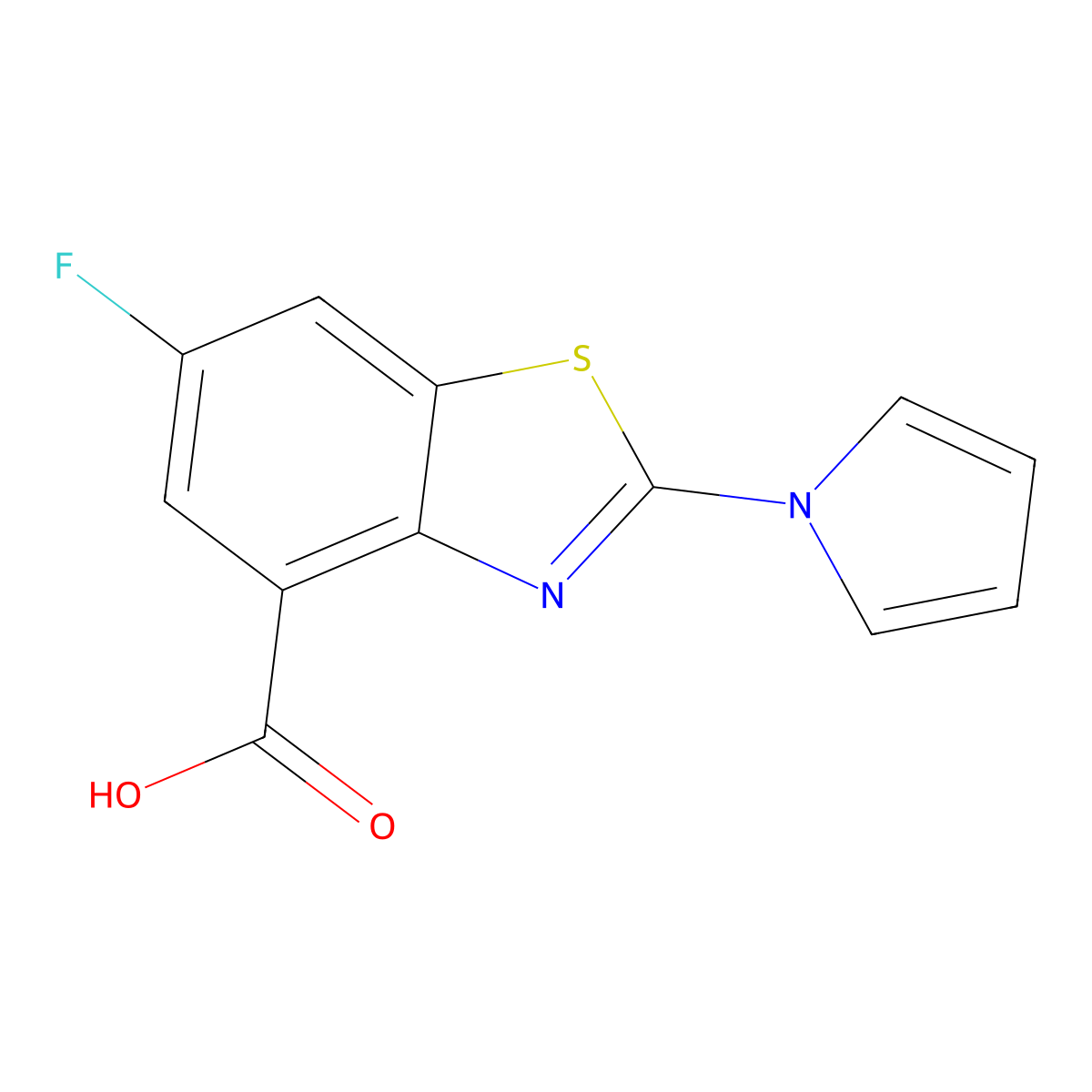 6-fluoro-2-(1H-pyrrol-1-yl)benzo[d]thiazole-4-carboxylic acid molecular structure, CAS 1322604-98-7