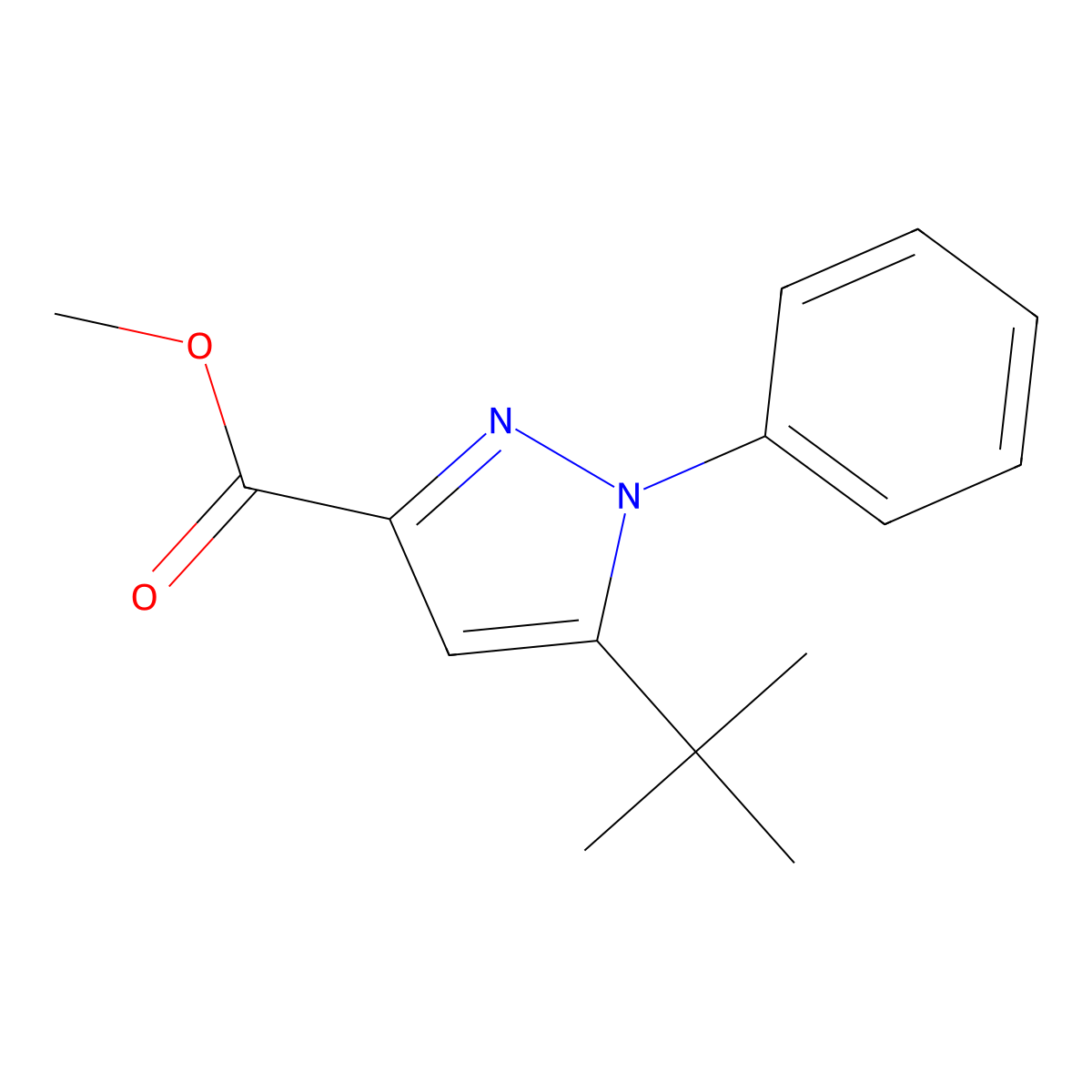 methyl 5-(tert-butyl)-1-phenyl-1H-pyrazole-3-carboxylate molecular structure, CAS 1322605-01-5