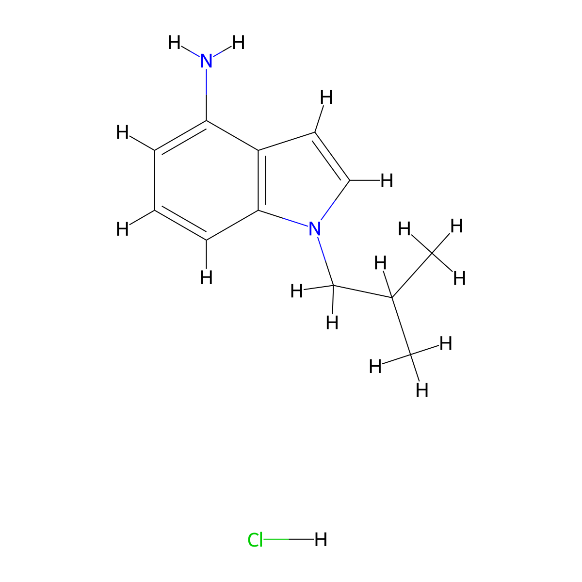 1-isobutyl-1H-indol-4-amine hydrochloride molecular structure, CAS 1322605-09-3