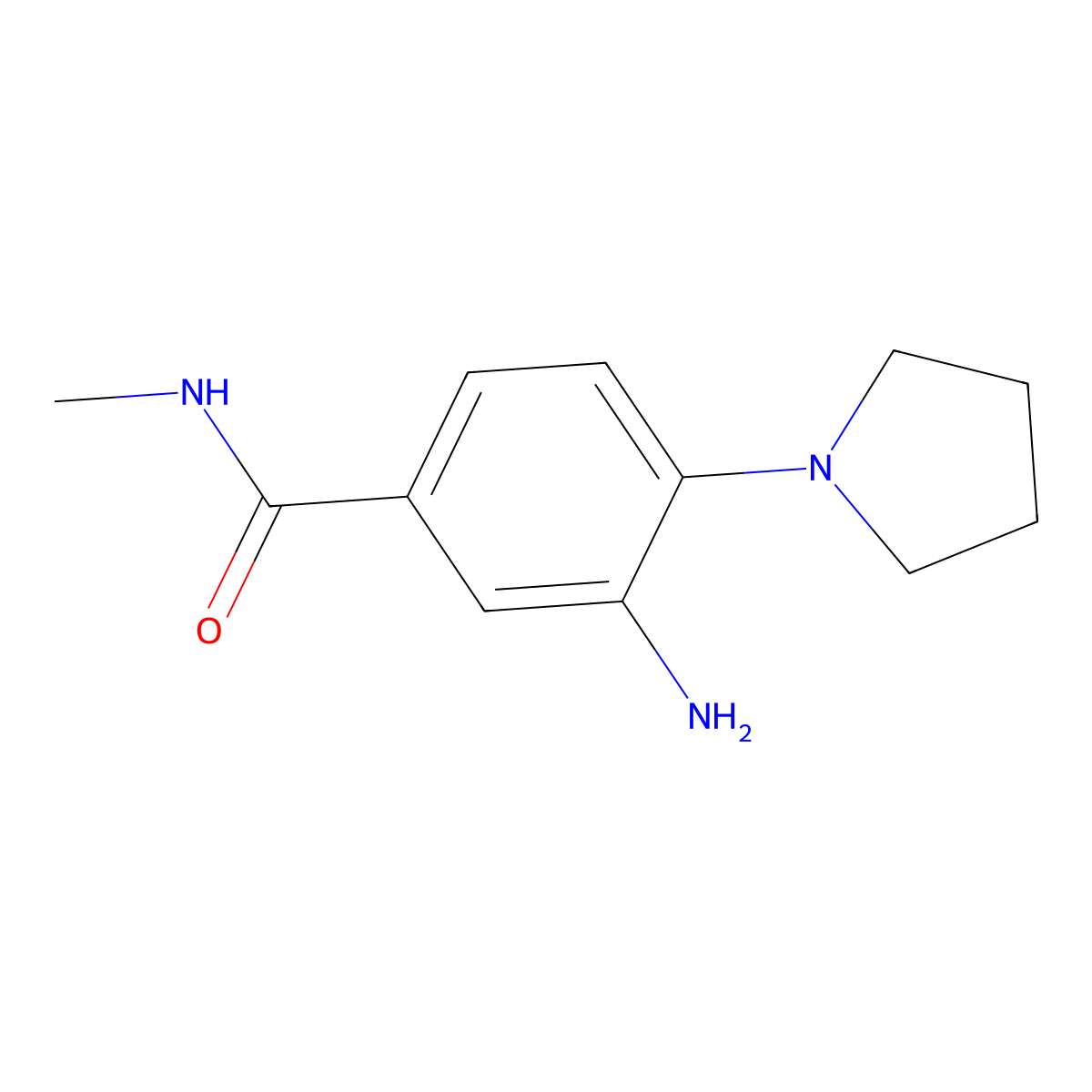 3-amino-N-methyl-4-(pyrrolidin-1-yl)benzamide molecular structure, CAS 1322605-26-4