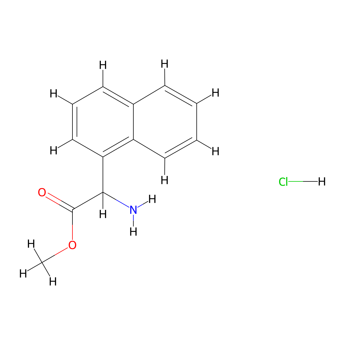 Methyl 2-amino-2-(naphthalen-1-yl)acetate hydrochloride molecular structure, CAS 13227-00-4
