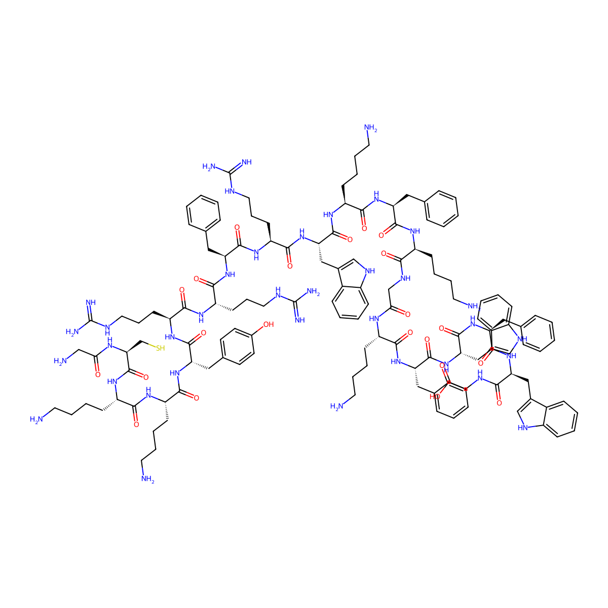 H-Gly-Cys-Lys-Lys-Tyr-Arg-Arg-Phe-Arg-Trp-Lys-Phe-Lys-Gly-Lys-Phe-Trp-Phe-Trp-Gly-OH molecular structure, CAS 1322711-38-5