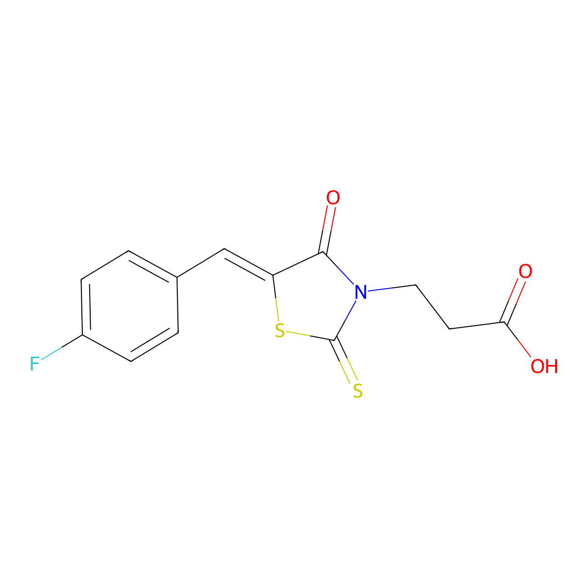 3-[(5Z)-5-[(4-fluorophenyl)methylidene]-4-oxo-2-sulfanylidene-1,3-thiazolidin-3-yl]propanoic acid molecular structure, CAS 132272-15-2