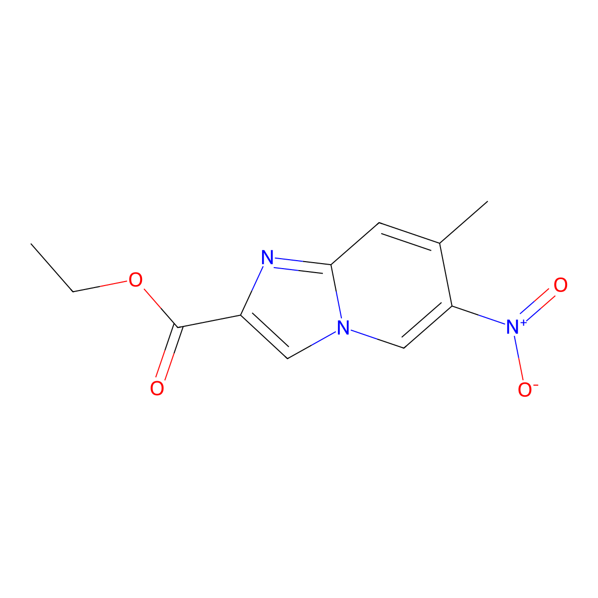 Ethyl 7-methyl-6-nitroimidazo[1,2-a]pyridine-2-carboxylate molecular structure, CAS 132272-53-8