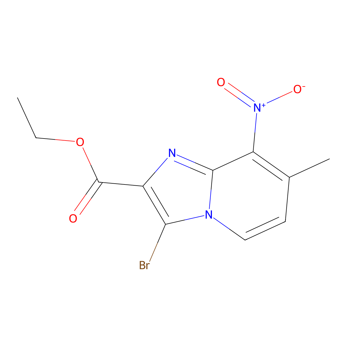 Ethyl 3-Bromo-7-methyl-8-nitroimidazo[1,2-a]pyridine-2-carboxylate molecular structure, CAS 132272-73-2