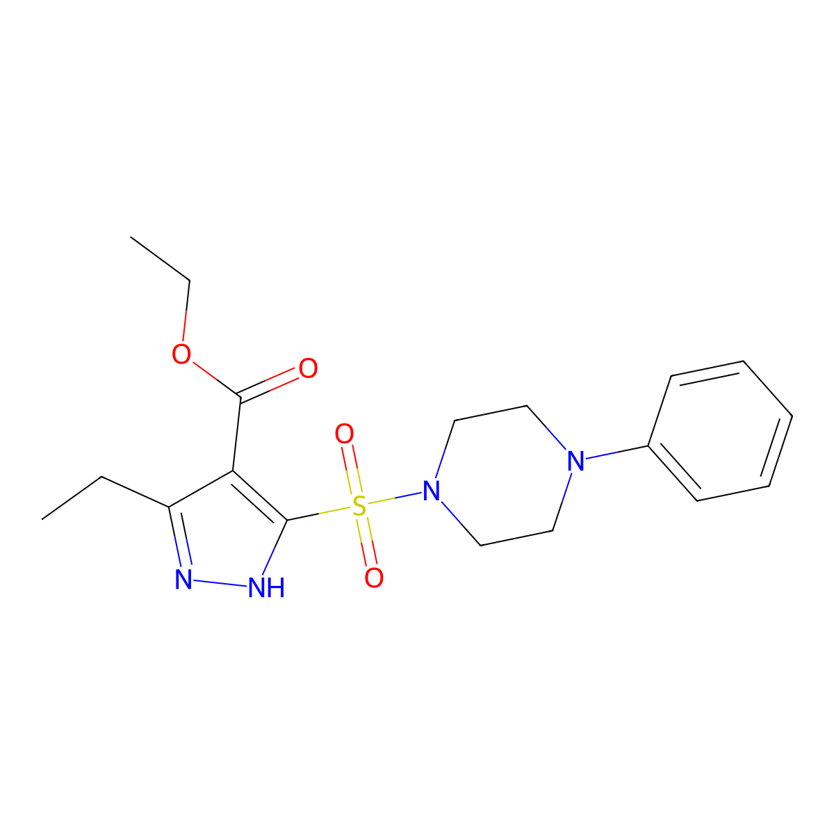 ethyl 3-ethyl-5-((4-phenylpiperazin-1-yl)sulfonyl)-1H-pyrazole-4-carboxylate molecular structure, CAS 1322720-66-0