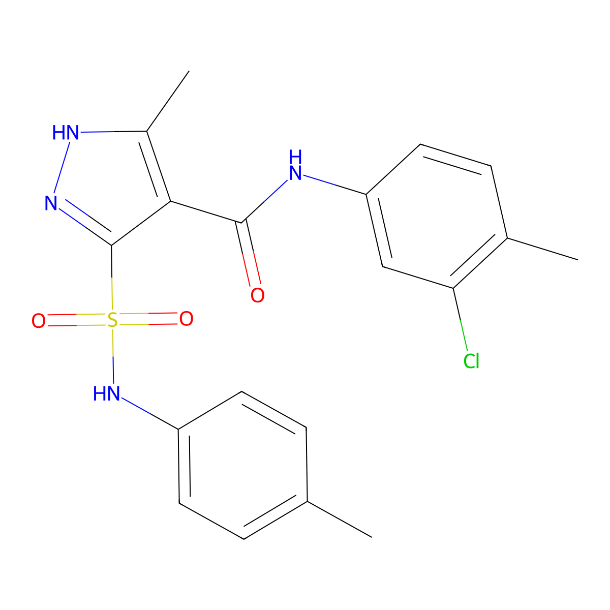 N-(3-chloro-4-methylphenyl)-3-methyl-5-[(4-methylphenyl)sulfamoyl]-1H-pyrazole-4-carboxamide molecular structure, CAS 1322720-83-1