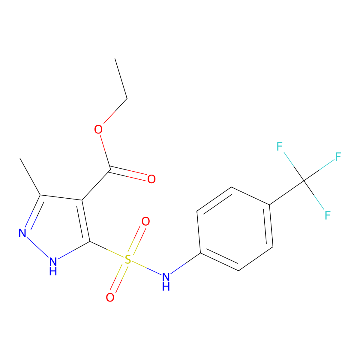ethyl 3-methyl-5-(N-(4-(trifluoromethyl)phenyl)sulfamoyl)-1H-pyrazole-4-carboxylate molecular structure, CAS 1322721-81-2