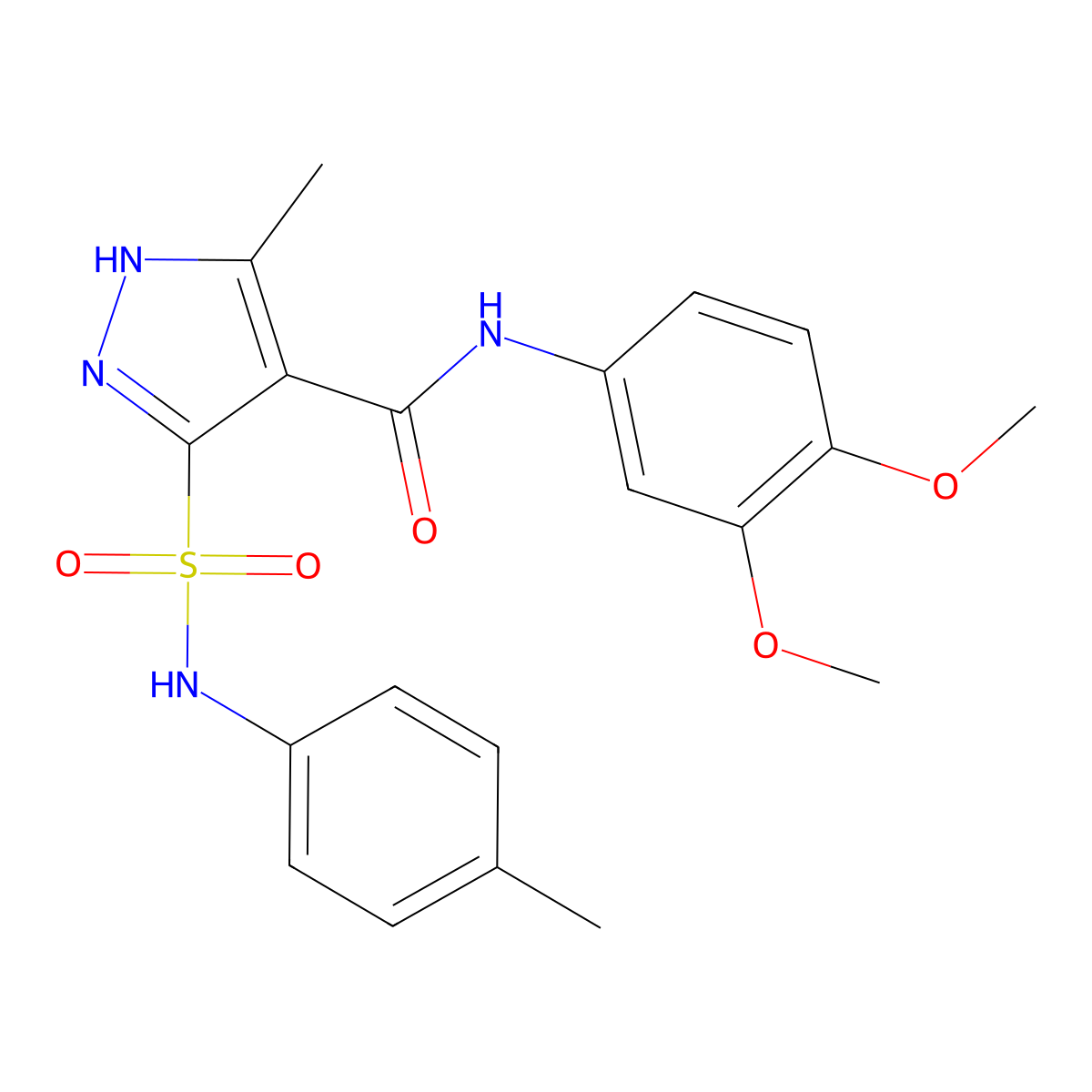 N-(3,4-dimethoxyphenyl)-3-methyl-5-[(4-methylphenyl)sulfamoyl]-1H-pyrazole-4-carboxamide molecular structure, CAS 1322722-00-8