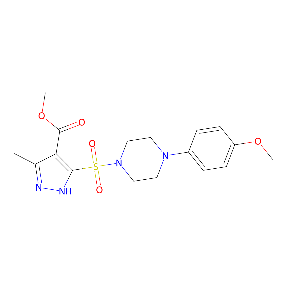 methyl 5-{[4-(4-methoxyphenyl)piperazin-1-yl]sulfonyl}-3-methyl-1H-pyrazole-4-carboxylate molecular structure, CAS 1322747-25-0