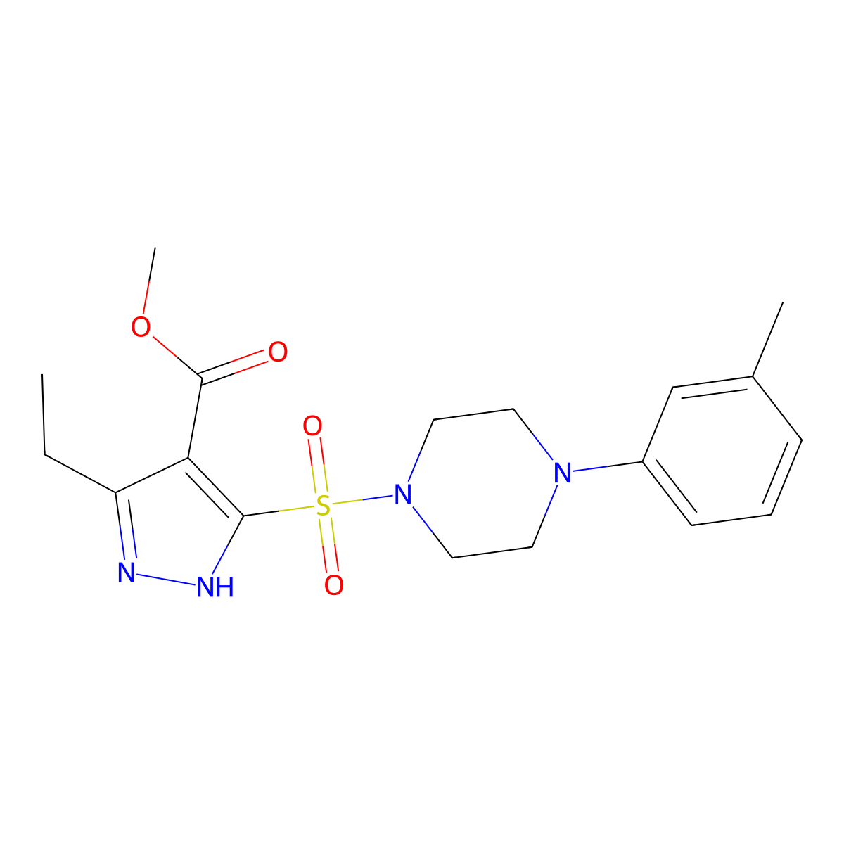 methyl 3-ethyl-5-((4-(m-tolyl)piperazin-1-yl)sulfonyl)-1H-pyrazole-4-carboxylate molecular structure, CAS 1322747-49-8