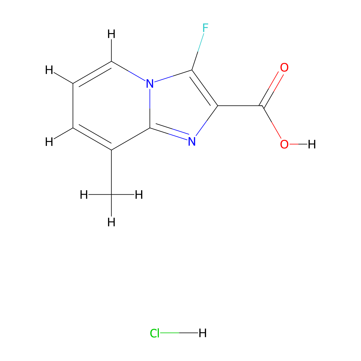 3-Fluoro-8-methylimidazo[1,2-a]pyridine-2-carboxylic acid hydrochloride molecular structure, CAS 1322749-71-2
