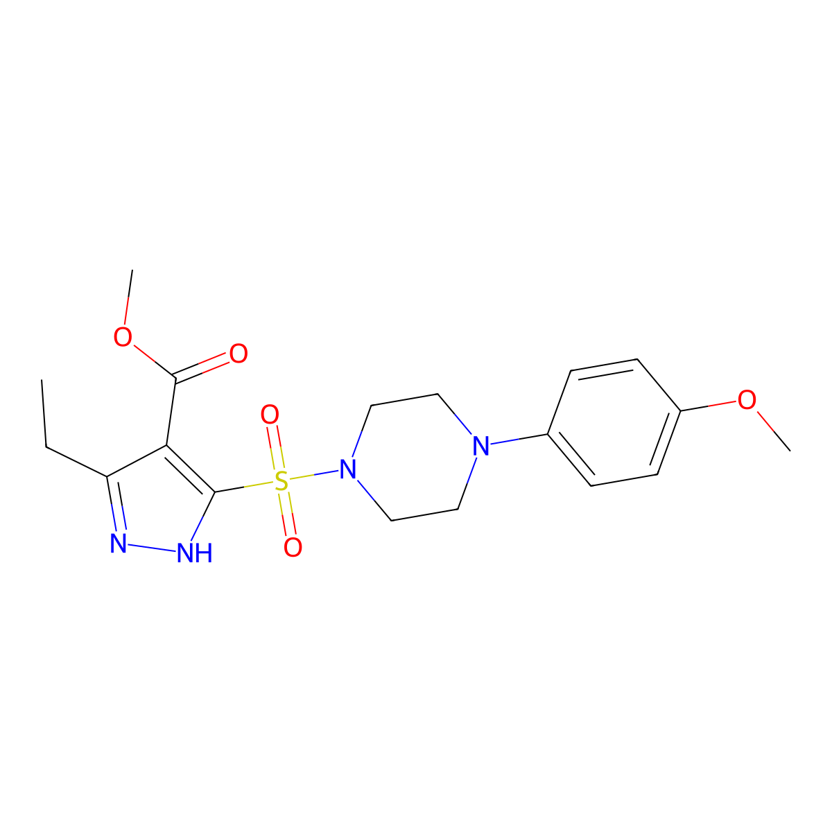 methyl 3-ethyl-5-((4-(4-methoxyphenyl)piperazin-1-yl)sulfonyl)-1H-pyrazole-4-carboxylate molecular structure, CAS 1322787-38-1