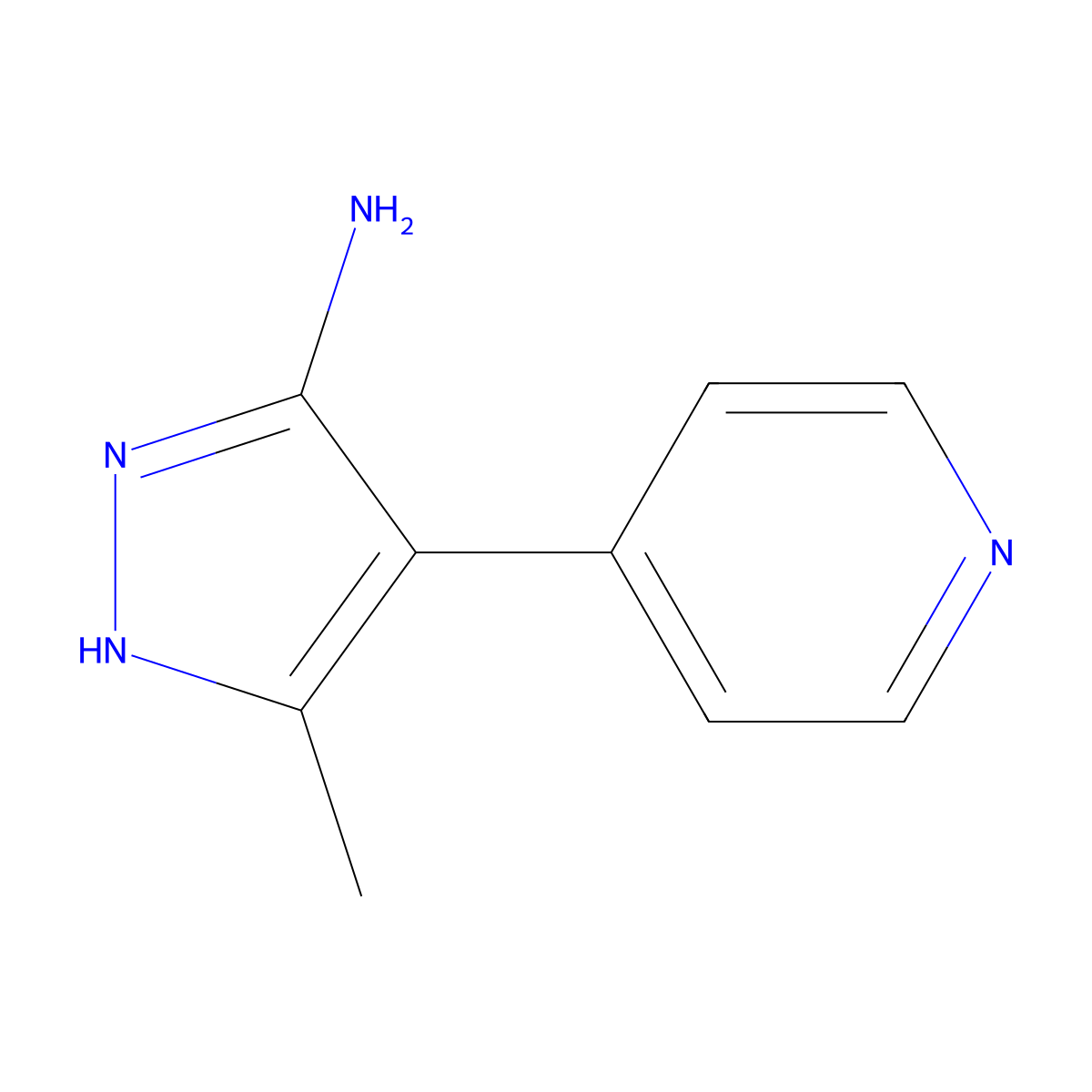 3-methyl-4-(pyridin-4-yl)-1H-pyrazol-5-amine molecular structure, CAS 1322805-87-7