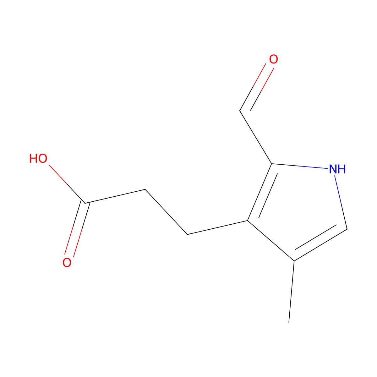 3-(2-formyl-4-methyl-1H-pyrrol-3-yl)propanoic acid molecular structure, CAS 132281-87-9